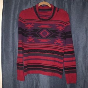Aztec Print Cowl Neck Sweater